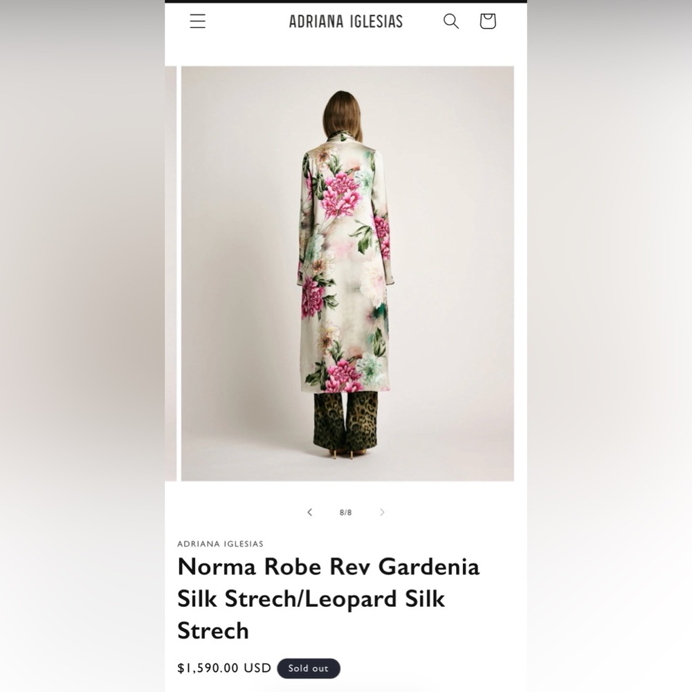 94% Silk Gardenia Robe by Adriana Iglesias - Picture 4 of 15